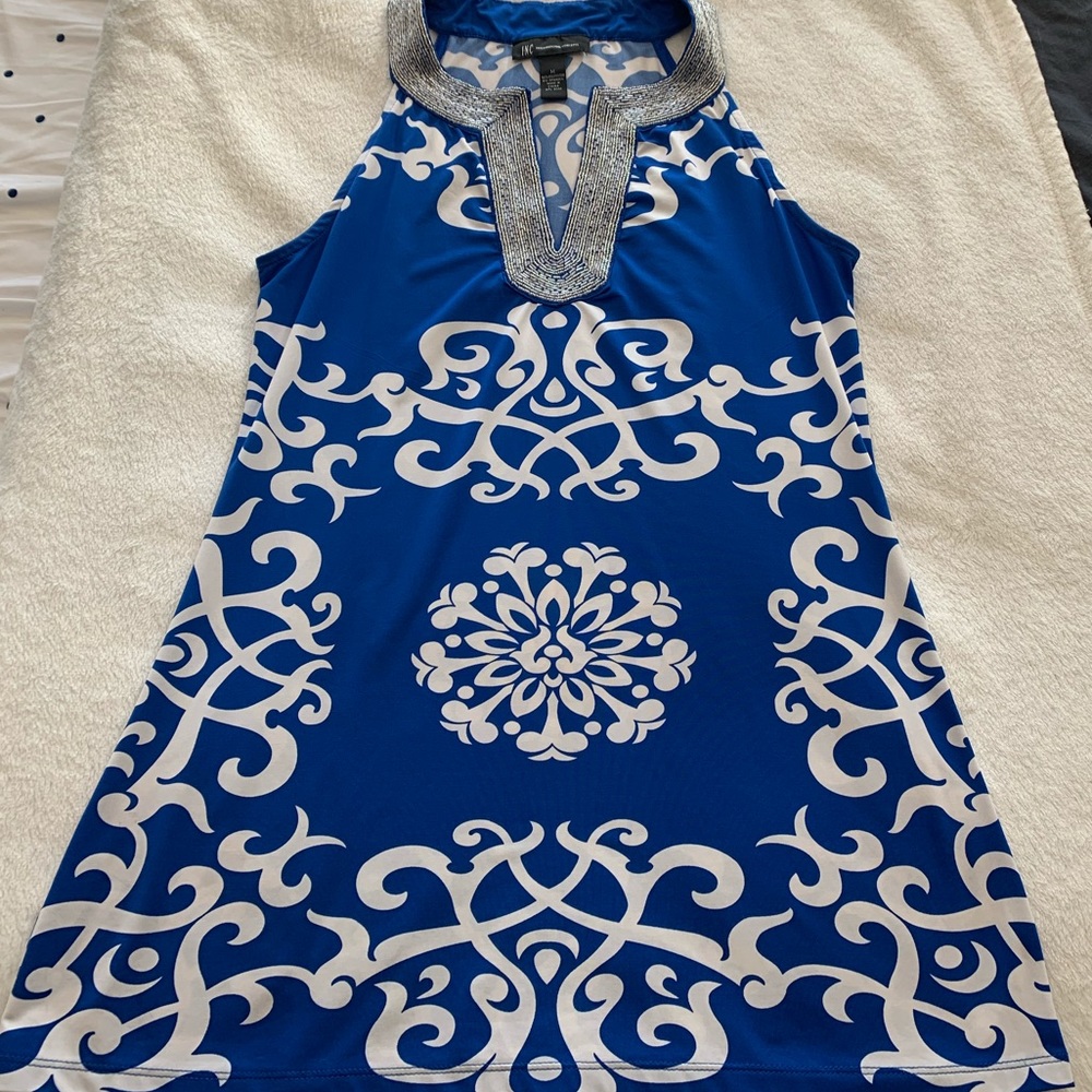 Royal blue and white top